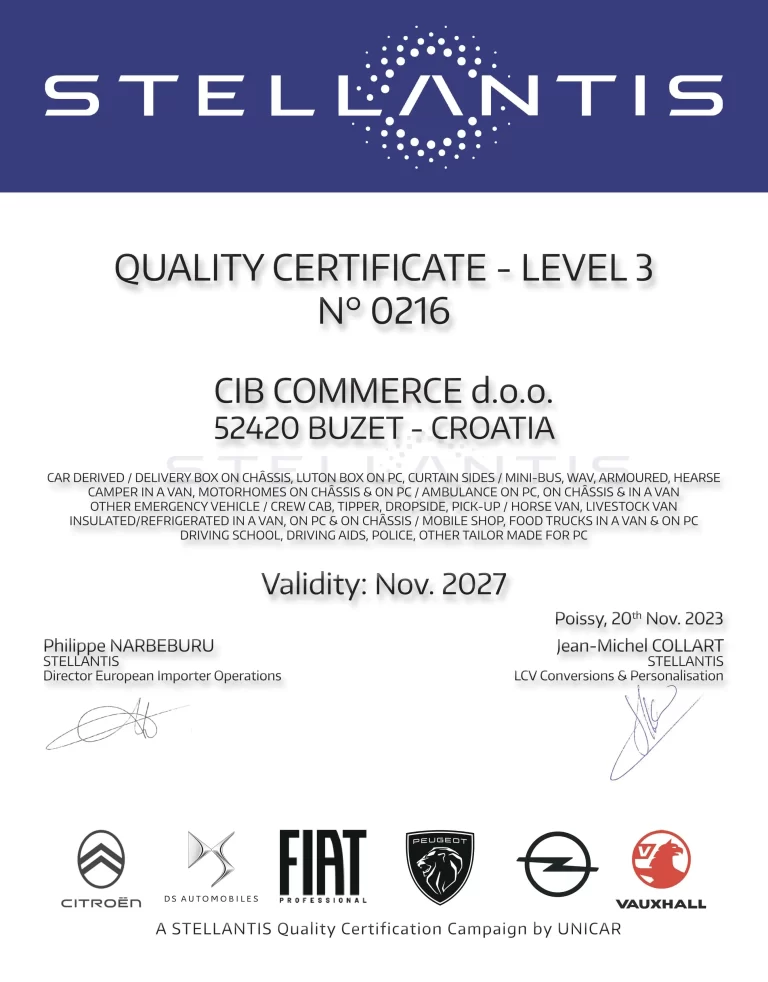 CIB Commerce Stellantis partners certificate
